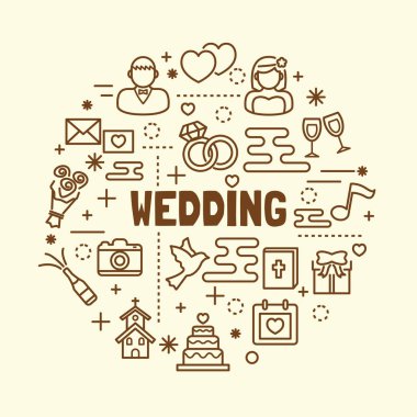 Düğün çok az ince çizgi Icons set