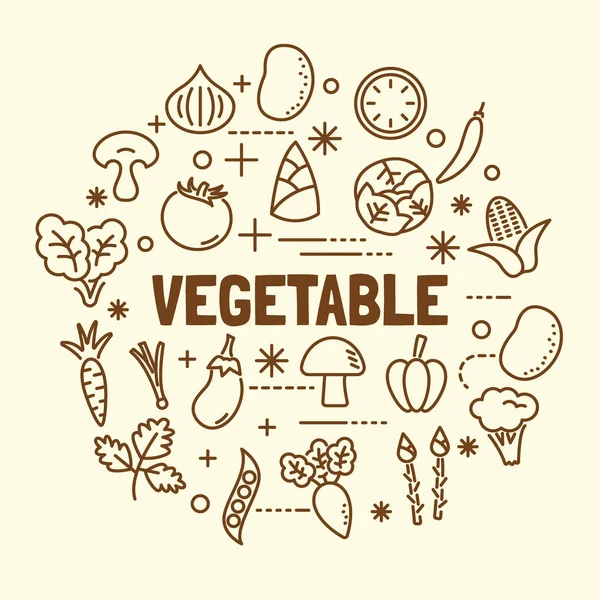 सब्जियां न्यूनतम पतली रेखा प्रतीक सेट — स्टॉक वेक्टर