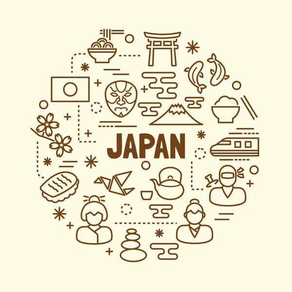Japonés mínimo delgada línea iconos conjunto — Vector de stock
