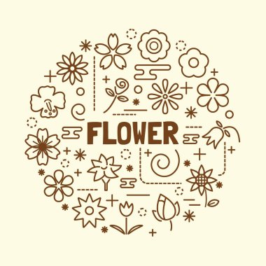 çiçek en az ince çizgi Icons set