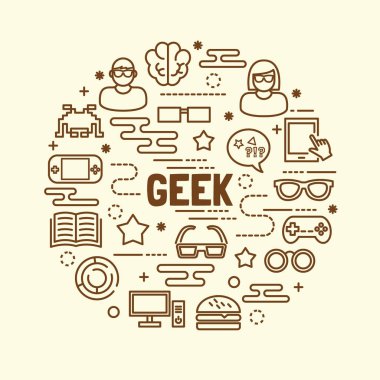 Geek en az ince çizgi Icons set
