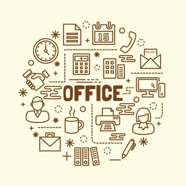 Office en az ince çizgi Icons set