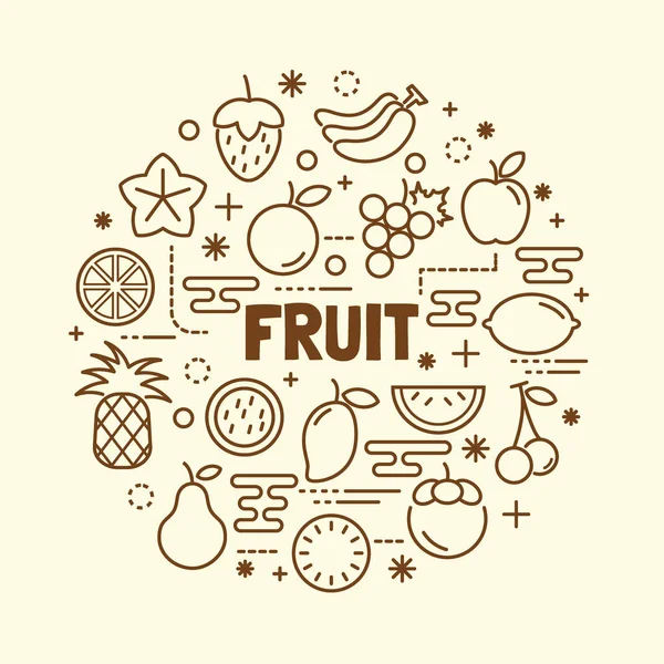 Zestaw ikon minimalne cienka linia owoców — Wektor stockowy