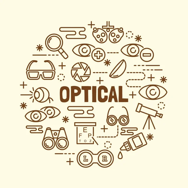 Zestaw ikon optyczne minimalne cienka linia — Wektor stockowy