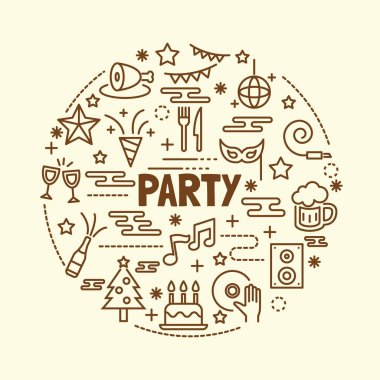 parti en az ince çizgi Icons set