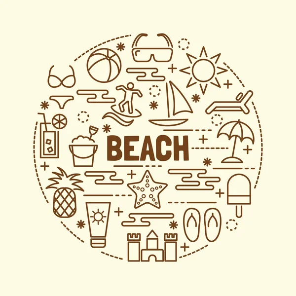 Beach minimal thin line icons set — Stock Vector