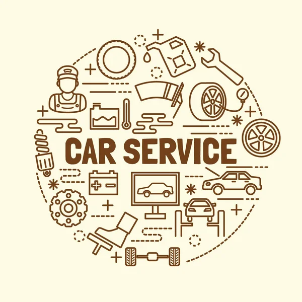 Car service minimal thin line icons set — Stock Vector