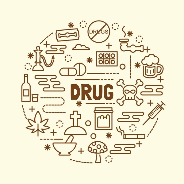 Drug minimal thin line icons set — Stock Vector