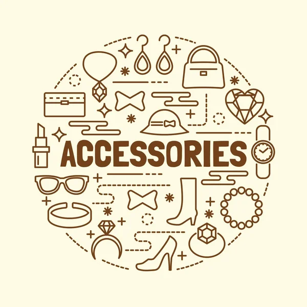 Accessories minimal thin line icons set — Stock Vector