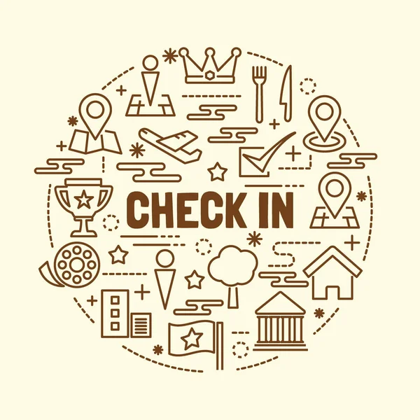 Check in conjunto de iconos de línea delgada mínima — Vector de stock