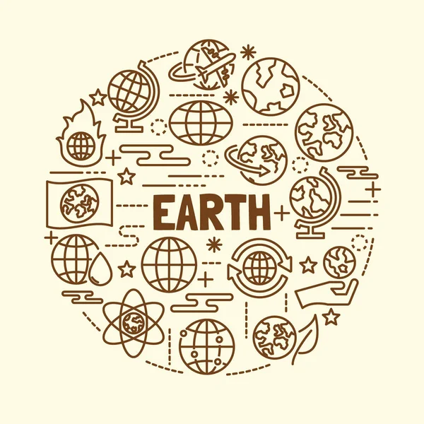 Earth minimal thin line icons set — Stock Vector