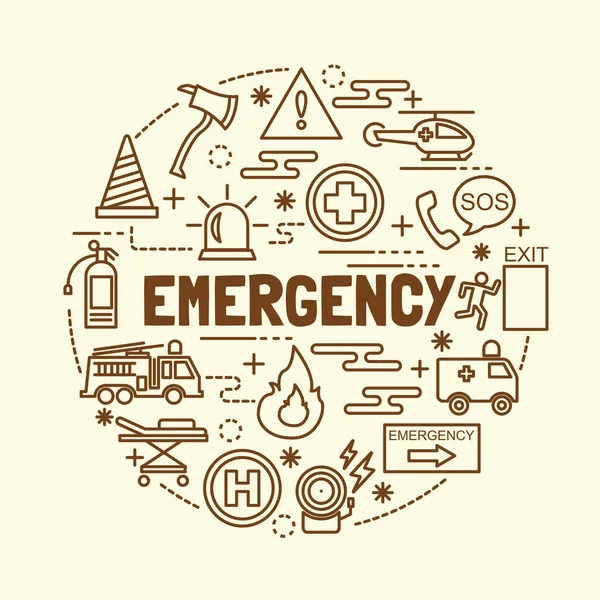Set icone linea sottile minima di emergenza — Vettoriale Stock