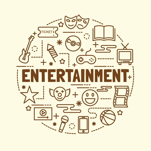 Entertainment minimale dunne lijn pictogrammen instellen — Stockvector