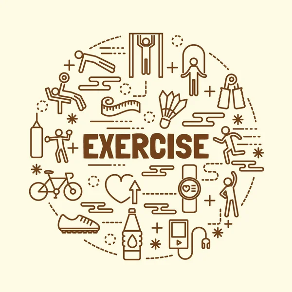 Exercise minimal thin line icons set — Stock Vector