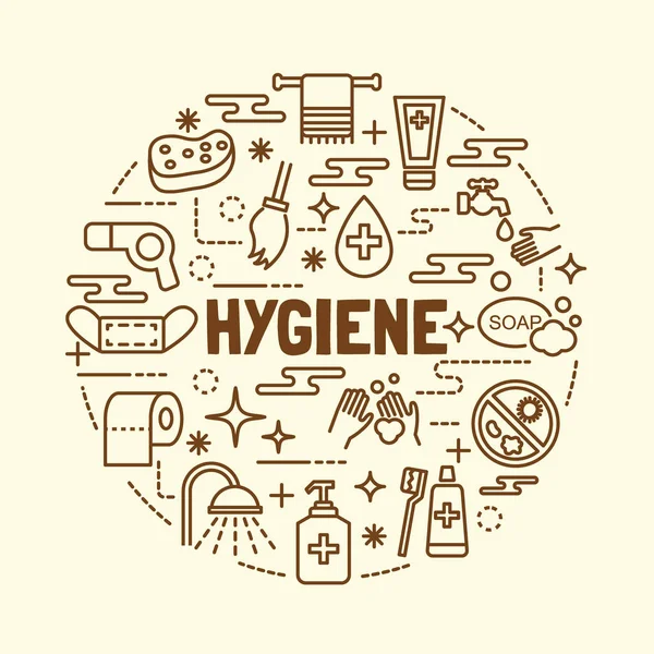 Jeu d'icônes ligne mince minimale d'hygiène — Image vectorielle