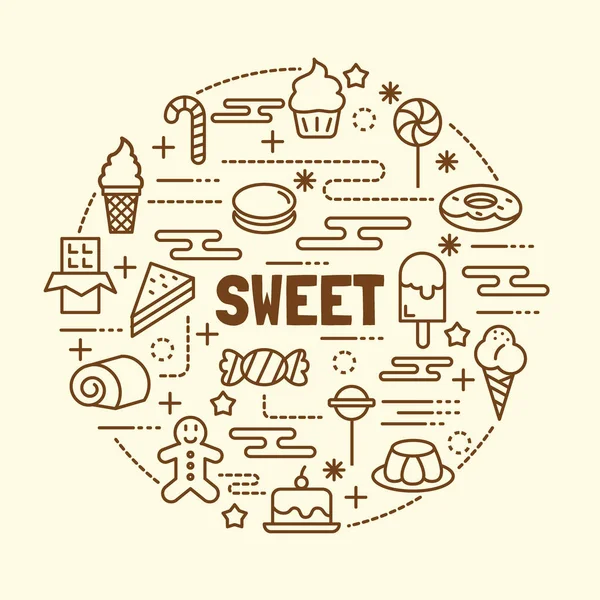 Sweet minimal thin line icons set — Stock Vector