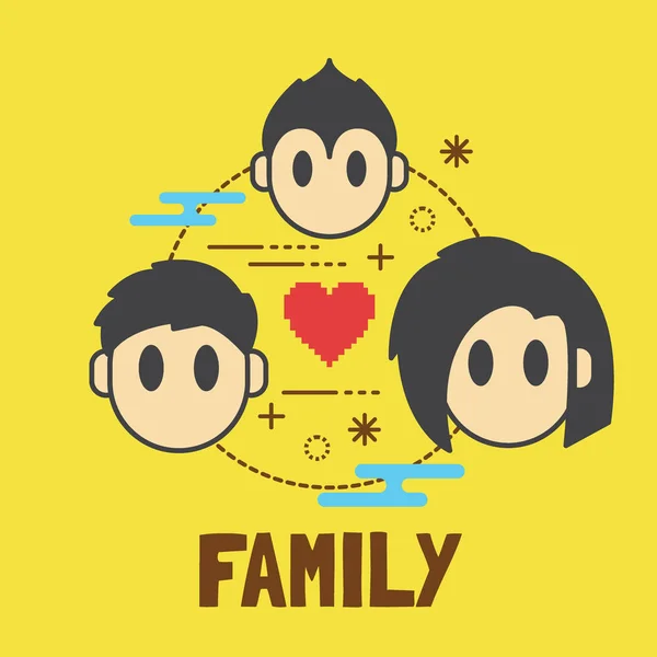 Ikon kartun keluarga - Stok Vektor