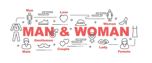 Man and woman vector banner — Stock Vector