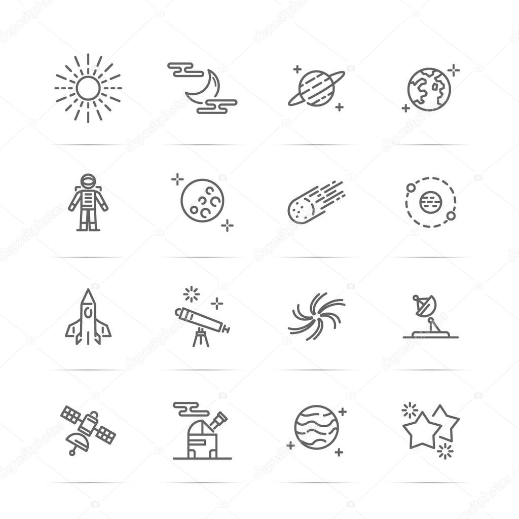 astronomy vetor line icons