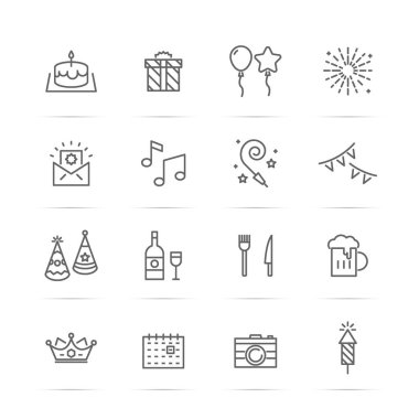 doğum günü partisi vektör hat simgeler