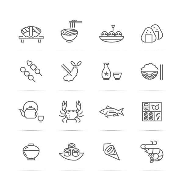 Japansk mat vektor linje ikoner — Stock vektor
