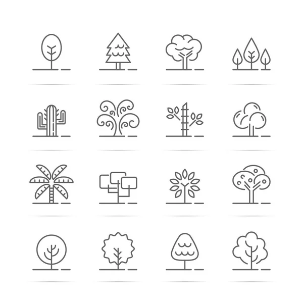 Árbol vector línea iconos — Vector de stock