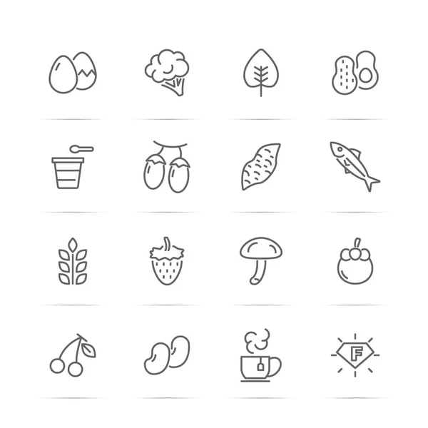 Línea de vectores de superalimentos iconos — Vector de stock