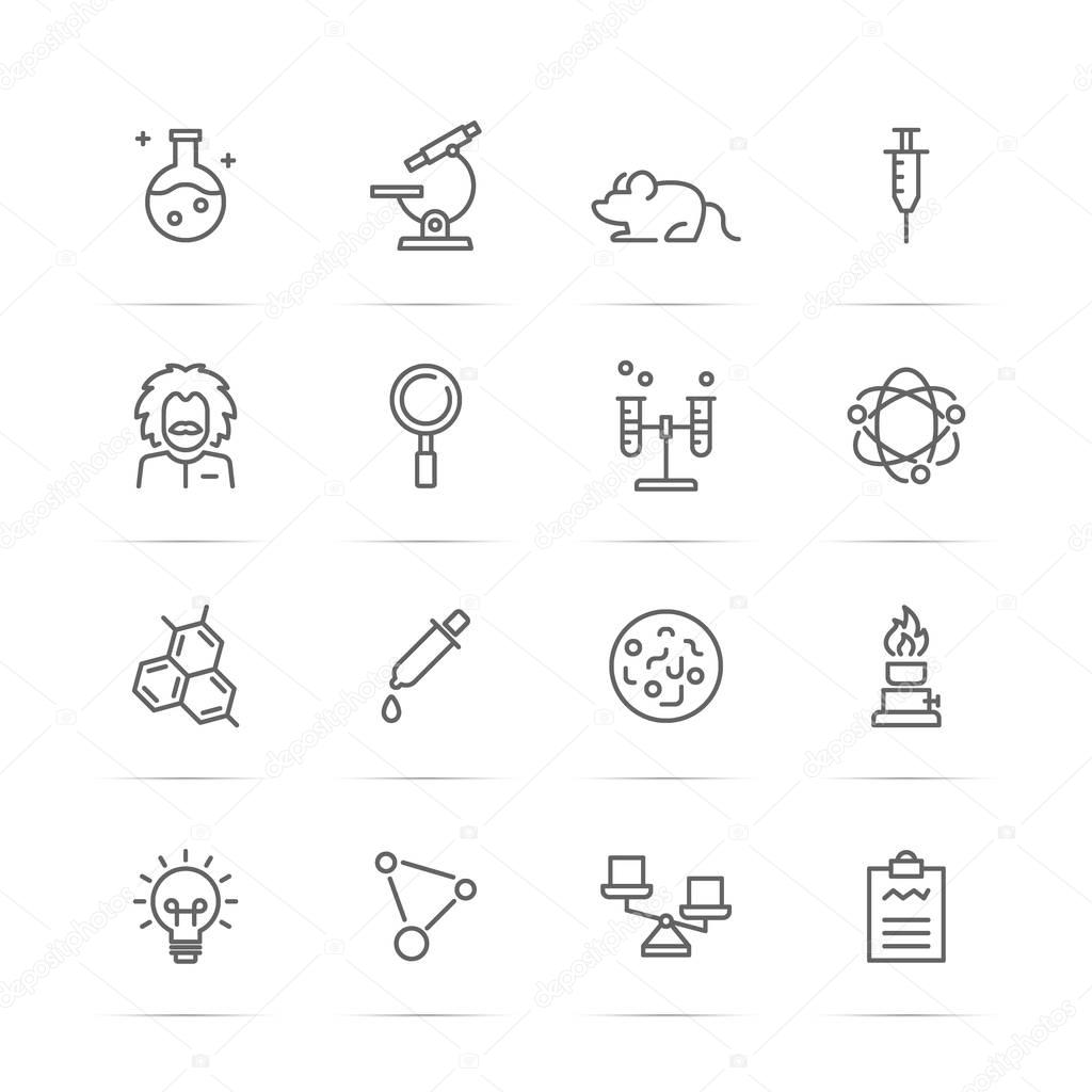 science experiments vector line icons