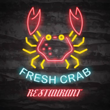 Yengeç neon logo vektör