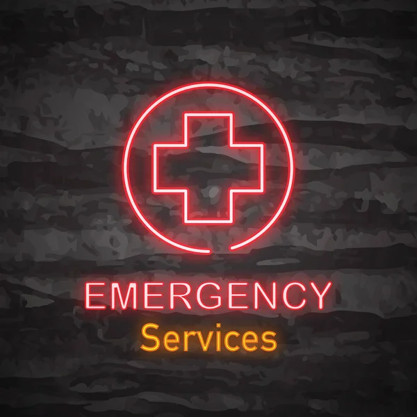 Emergency neon logo — Stock Vector