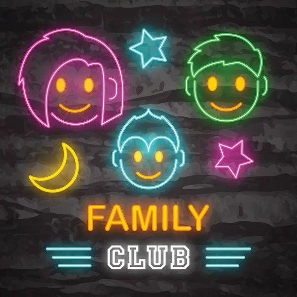 Rodinné neon logo — Stockový vektor