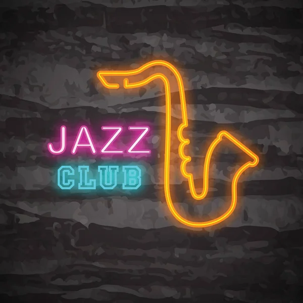 Logo neon jazz club — Vettoriale Stock