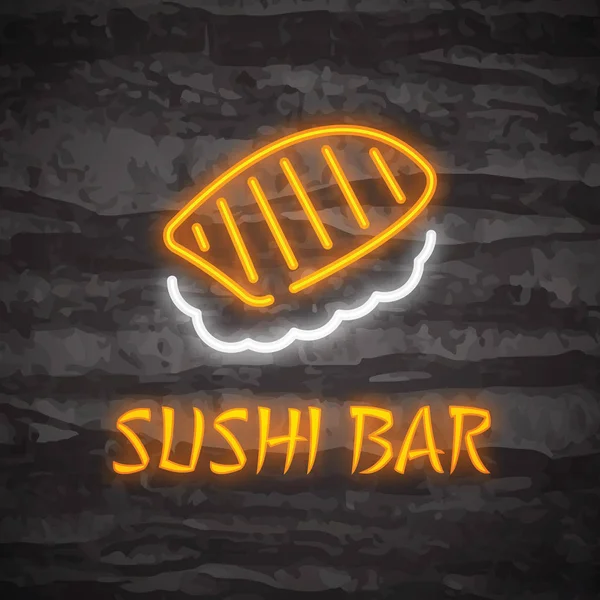Sushi neon logo — Stock Vector