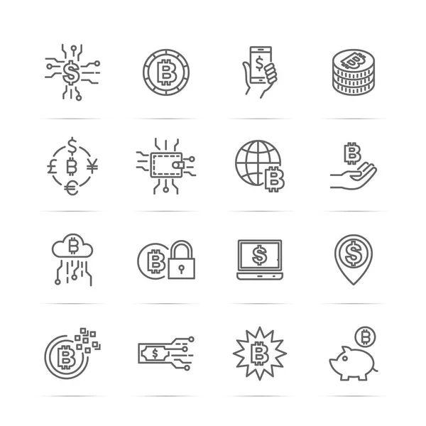 Digital money vector line icons — Stock Vector