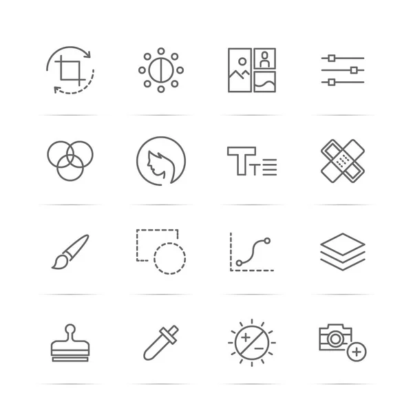 Photo editor tool vector line icons — Stock Vector