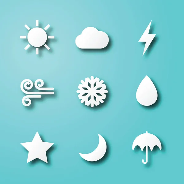 Weather paper art icons — Stock Vector