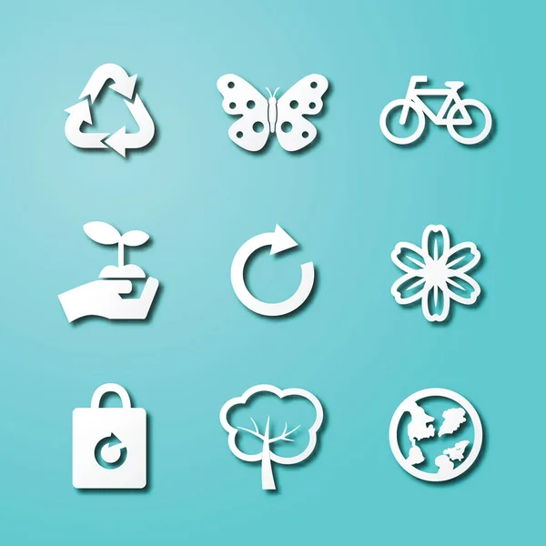 Ecology paper art icons — Stock Vector