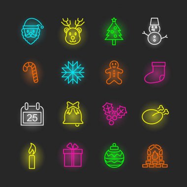 Noel neon Icon set
