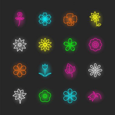 çiçek neon Icon set