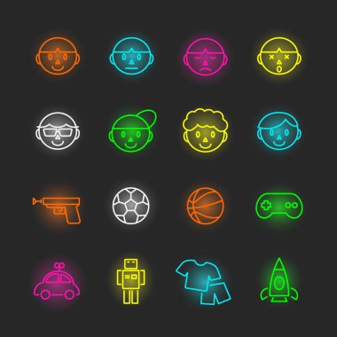 Çocuk neon Icon set