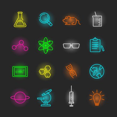 Bilim neon Icon set