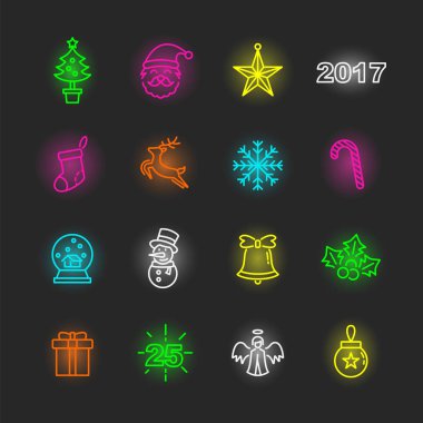 Noel partisi neon Icon set