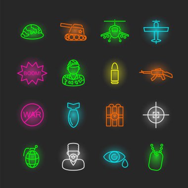 savaş neon Icon set