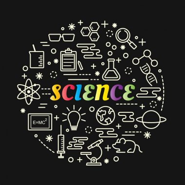 Bilim renkli gradyan çizgi simgeleri ile ayarla