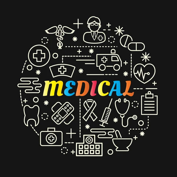 Medical colorful gradient with line icons set — Stock Vector