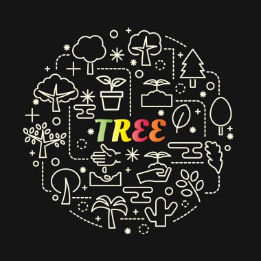 ağaç renkli gradyan çizgi simgeleri ile ayarla