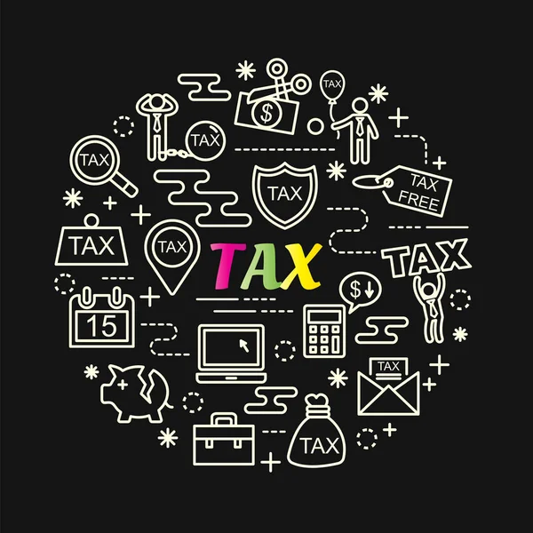 Ustaw podatkowych kolorowe gradient z linii ikony — Wektor stockowy