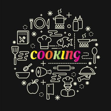 renkli gradyan çizgi Icons set ile pişirme