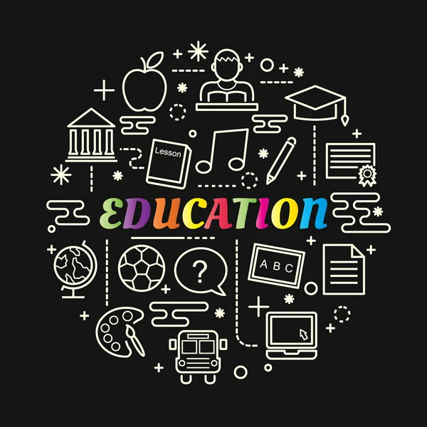 Education colorful gradient with line icons set — Stock Vector