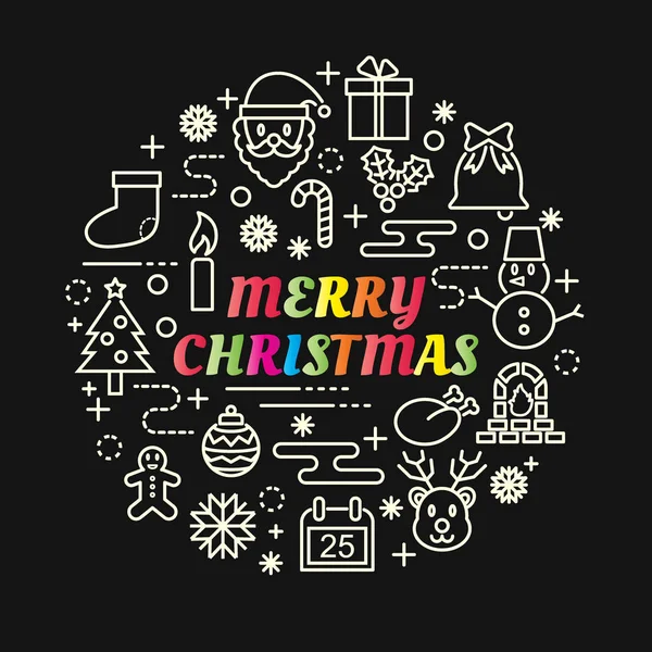 Рождество красочный градиент с набором иконок линии — стоковый вектор